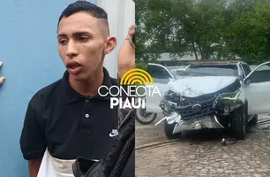 Criminoso bate carro roubado de vereador de Teresina durante perseguição e é preso (Foto: Reprodução)