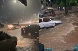 Forte chuva causa alagamentos e transtornos em várias regiões de Teresina (Foto: Reprodução/TV Parque Sul)