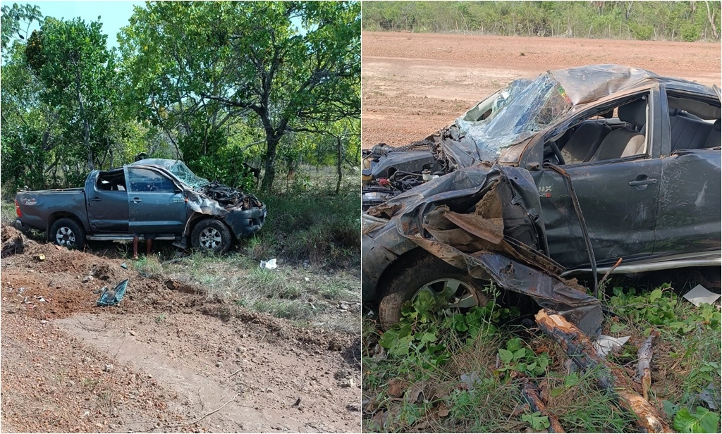 Hilux do ex-prefeito e ex-deputado Cabelouro capota em Barras