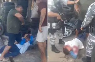 Homem tenta assaltar policial, é rendido e agredido por populares em Teresina (Foto: Reprodução)