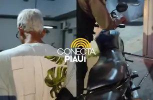 Jovem é preso após dar 'grau' na frente de viatura da PM e tentar fuga em Teresina (Foto: Repórter 12/Conecta Piauí)