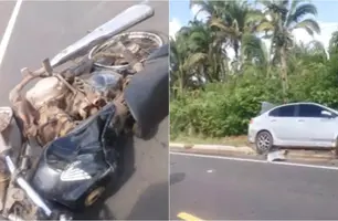 Motociclista morre na PI-113 após colidir contra carro em José de Freitas (Foto: Reprodução)