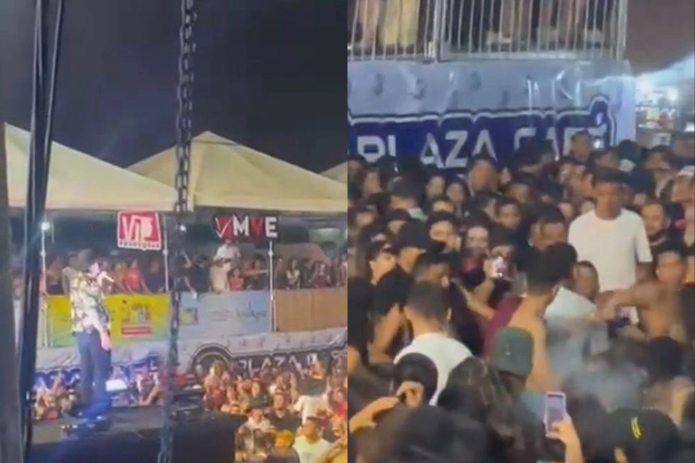 Natanzinho Lima interrompe show em Uruçuí por conta de briga no meio do público
