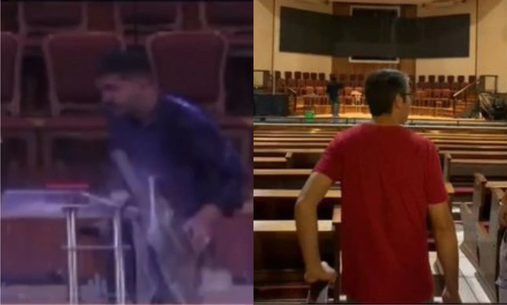 Pastor escapa por pouco da queda de teto de igreja durante tempestade em São Paulo