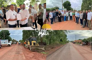 Pavimentação da estrada do Povoado Meruoca em José de Freitas (Foto: Conecta Piauí)