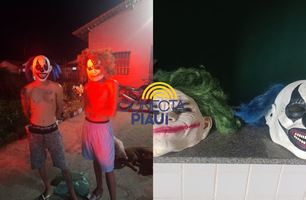 Polícia é acionada e apreende máscaras de palhaço com jovens em Lagoa do Piauí (Foto: Reprodução)