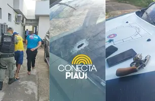 Policiais atiram de dentro da viatura em perseguição e prendem dupla em Teresina (Foto: Repórter 12/Conecta Piauí)