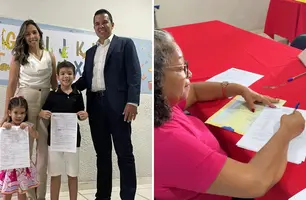 Prefeito de Coronel José Dias matricula filhos na rede municipal de ensino (Foto: Reprodução)