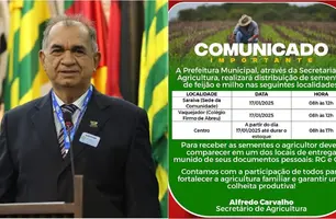 Prefeito de Pau D'Arco do Piauí anuncia distribuição de sementes para agricultores (Foto: Reprodução)