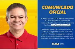Rafael anuncia perfil oficial da Prefeitura de Timon nas redes socias (Foto: Reprodução)