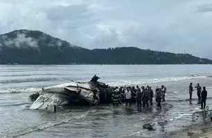 SP: Avião de pequeno porte cai e explode na beira da praia em Ubatuba (Foto: Reprodução)