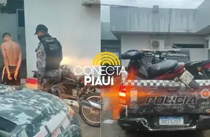 Suspeito de roubar motocicletas é preso na zona Sul de Teresina; comparsa fugiu (Foto: Repórter 12/Conecta Piauí)