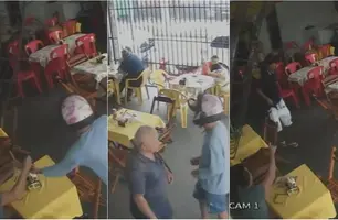 Vídeo flagra dupla assaltando restaurante no horário do almoço em Timon (Foto: Reprodução)