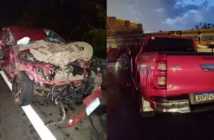 Acidente entre caminhonete e caminhão interdita parcialmente a BR-343 (Foto: Reprodução)