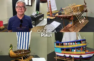 Artesão piauiense transforma madeira reciclável em réplicas de embarcações (Foto: Conecta Piauí)