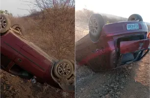 Capotamento é registrado na PI-115 entre São Miguel do Tapuio e Assunção do Piauí (Foto: Reprodução/jornalistafilipegermano)