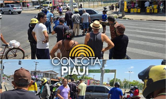 Carro colide com mototaxista por app na zona Norte de Teresina e complica trânsito