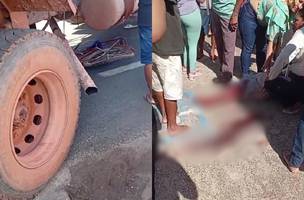 Ciclista idoso fica ferido após ser atingido por caçamba na BR-343, em Altos (Foto: Reprodução)
