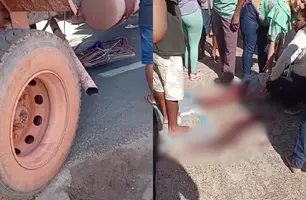 Ciclista idoso fica ferido após ser atingido por caçamba na BR-343, em Altos (Foto: Reprodução)