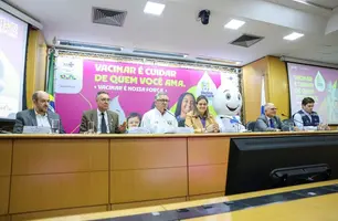 Coletiva de imprensa de lançamento da Campanha Nacional de Multivacinação para atualização de caderneta (Foto: Walterson Rosa/MS)