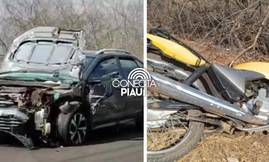 Colisão na BR-230, em Oeiras, deixa motociclista gravemente ferido (Foto: Reprodução)