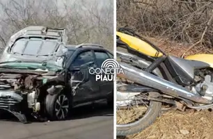 Colisão na BR-230, em Oeiras, deixa motociclista gravemente ferido (Foto: Reprodução)