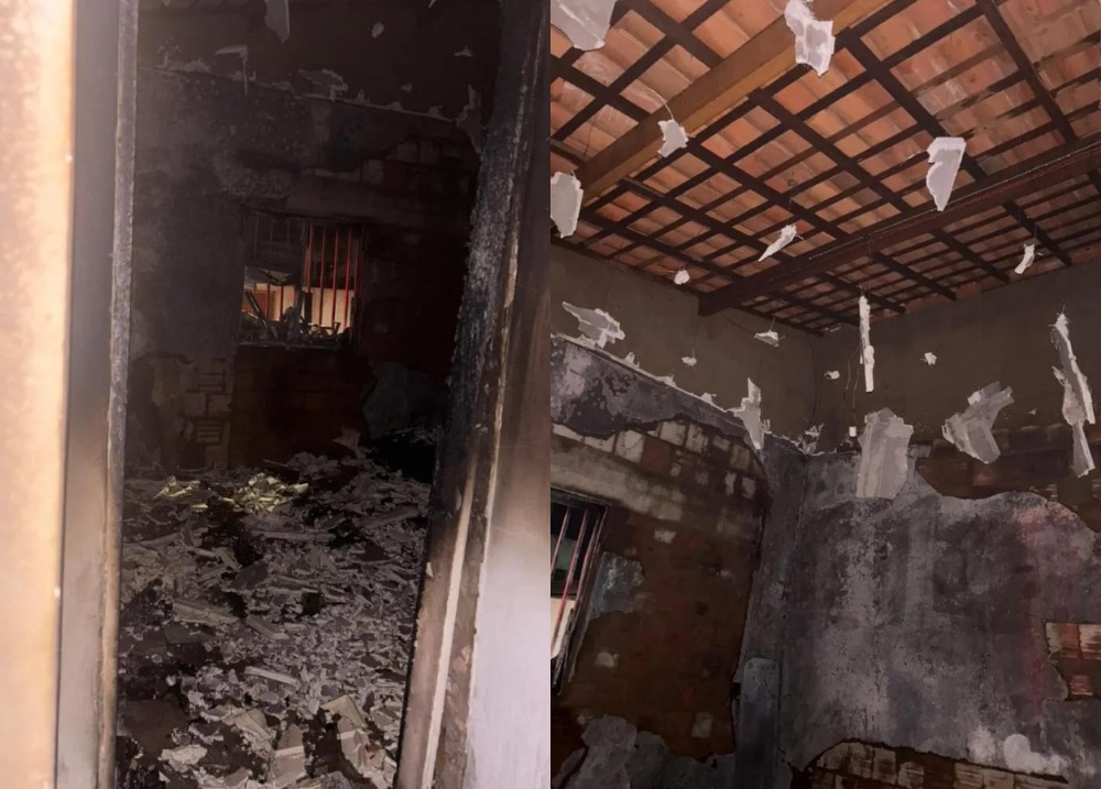Corpo de Bombeiros controla incêndio dentro de casa em Oeiras; gato foi resgatado