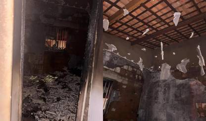 Corpo de Bombeiros controla incêndio dentro de casa em Oeiras; gato foi resgatado