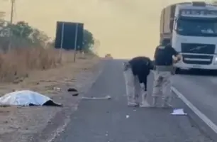 ​​​​​​​Corpo é encontrado às margens da BR-343, em Floriano; PRF foi mobilizada (Foto: Reprodução)