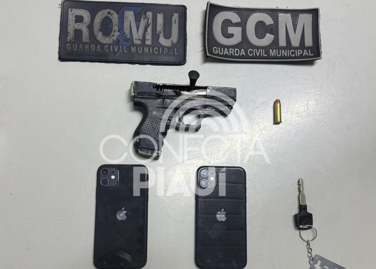 Dois menores são apreendidos com arma e guarda recupera iPhone e moto em Teresina