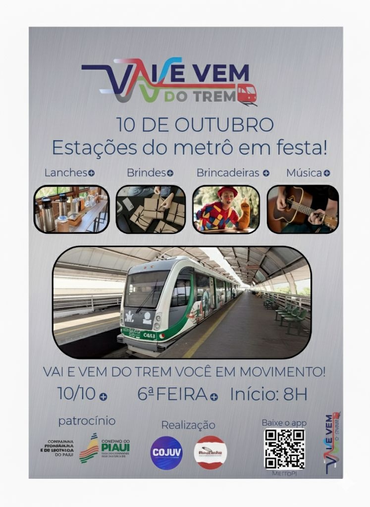 Estações do metrô recebem festa no 'Vai e Vem do Trem' em Teresina