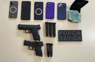 Força Tática apreende pistolas e prende três homens em Valença do Piauí (Foto: Divulgação/PMPI)