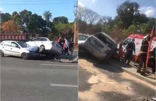 Grave acidente na Estrada da Alegria deixa mulher presa às ferragens em Teresina (Foto: Reprodução)