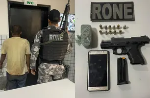 Homem é preso com arma de fogo e drogas na zona Sul de Teresina (Foto: Divulgação/PMPI)
