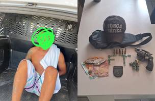 Homem é preso com arma e drogas em ação do 17º BPM em Teresina (Foto: Reprodução)