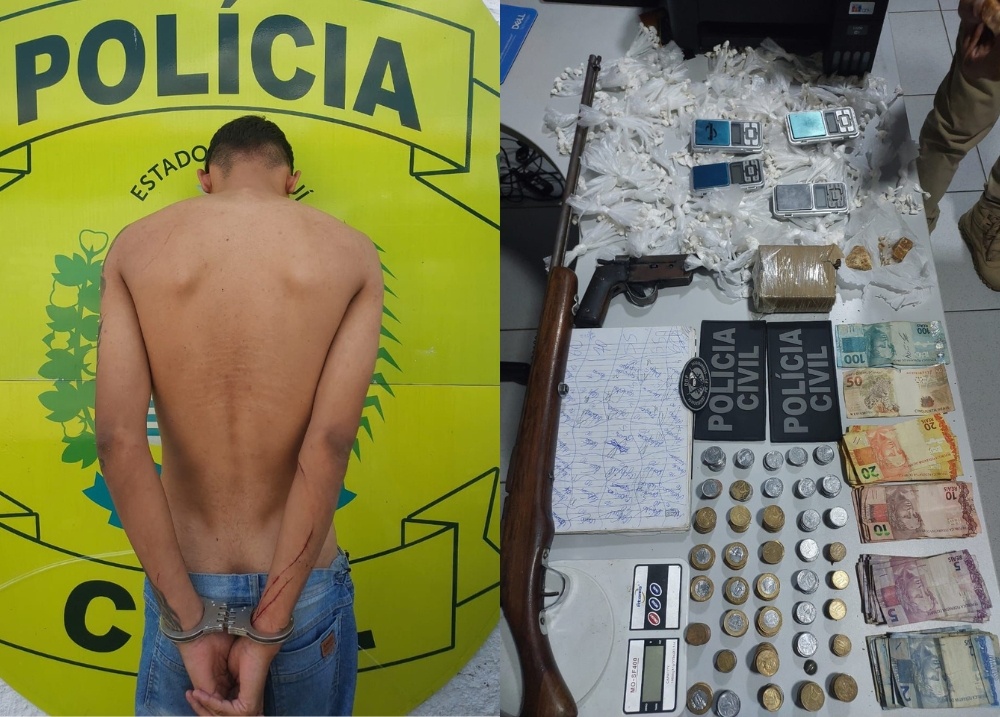 Homem é preso em flagrante por tráfico e porte ilegal de arma em Água Branca