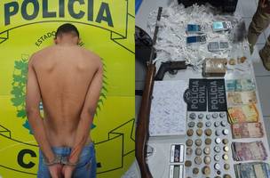 Homem é preso em flagrante por tráfico e porte ilegal de arma em Água Branca (Foto: Divulgação/PMPI)