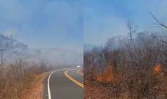 Incêndio de grandes proporções atinge serra entre Valença do Piauí e Pimenteiras