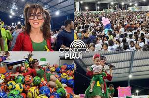 Ivanária Sampaio celebra alegria das crianças em evento no ginásio de Esperantina (Foto: Reprodução)