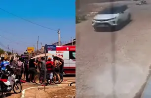 Jovem fica ferido em acidente entre carro e moto em Parnaíba; motorista fugiu (Foto: Reprodução/Noticiário Parnaíba)