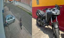 Motocicleta estacionada é furtada por dupla de criminosos na zona Sul de Teresina (Foto: Reprodução)