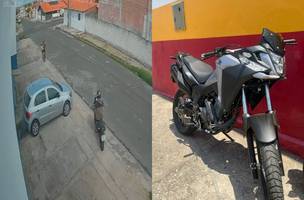 Motocicleta estacionada é furtada por dupla de criminosos na zona Sul de Teresina (Foto: Reprodução)