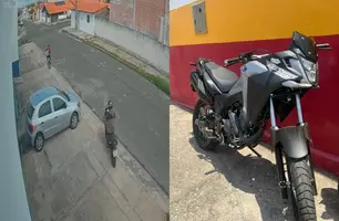 Motocicleta estacionada é furtada por dupla de criminosos na zona Sul de Teresina (Foto: Reprodução)