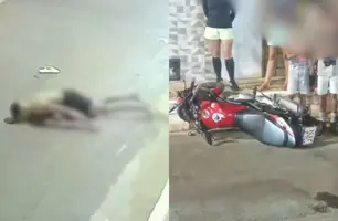 Motociclista atropela idoso e bate cabeça no chão ao fugir da polícia em Teresina (Foto: Reprodução)