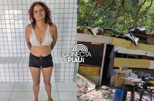 Mulher é presa com drogas em terreno usado para tráfico em Parnaíba (Foto: Reprodução)