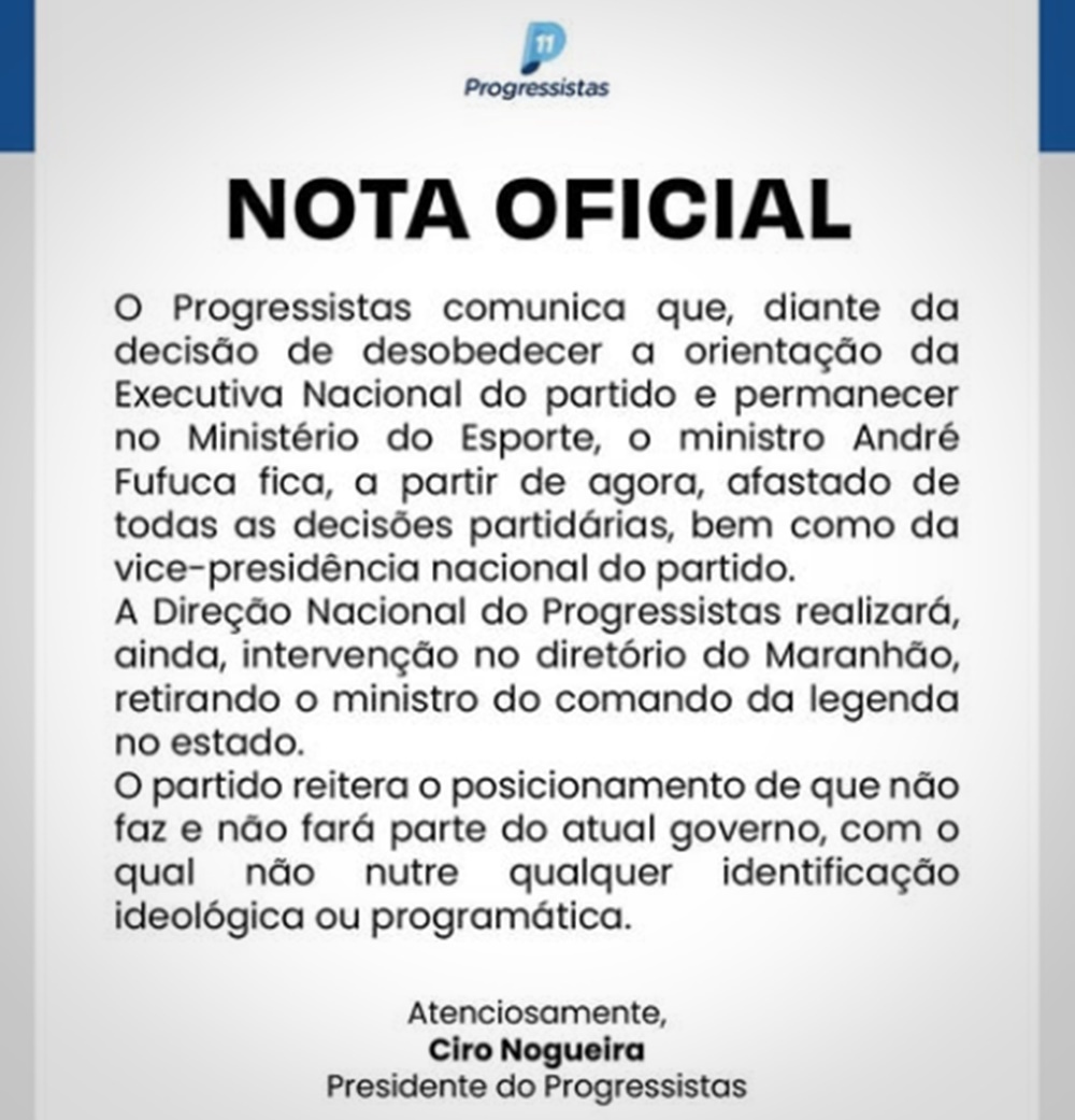 Nota do Progressistas