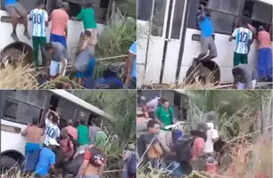 Ônibus com cortadores de cana sai da pista e invade matagal na PI-112, em União (Foto: Reprodução)