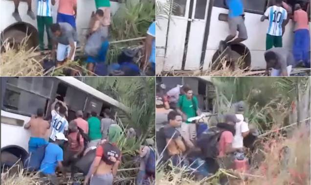 Ônibus com cortadores de cana sai da pista e invade matagal na PI-112, em União