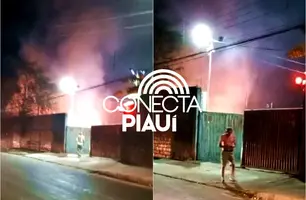 Ônibus escolares pegam fogo em garagem na zona Norte de Teresina (Foto: Reprodução)