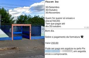 Pais denunciam cobrança de até R$ 360 por formatura em escola pública de Teresina (Foto: Reprodução) Pais denunciam cobrança de até R$ 360 por formatura em escola pública de Teresina (Foto: Reprodução)